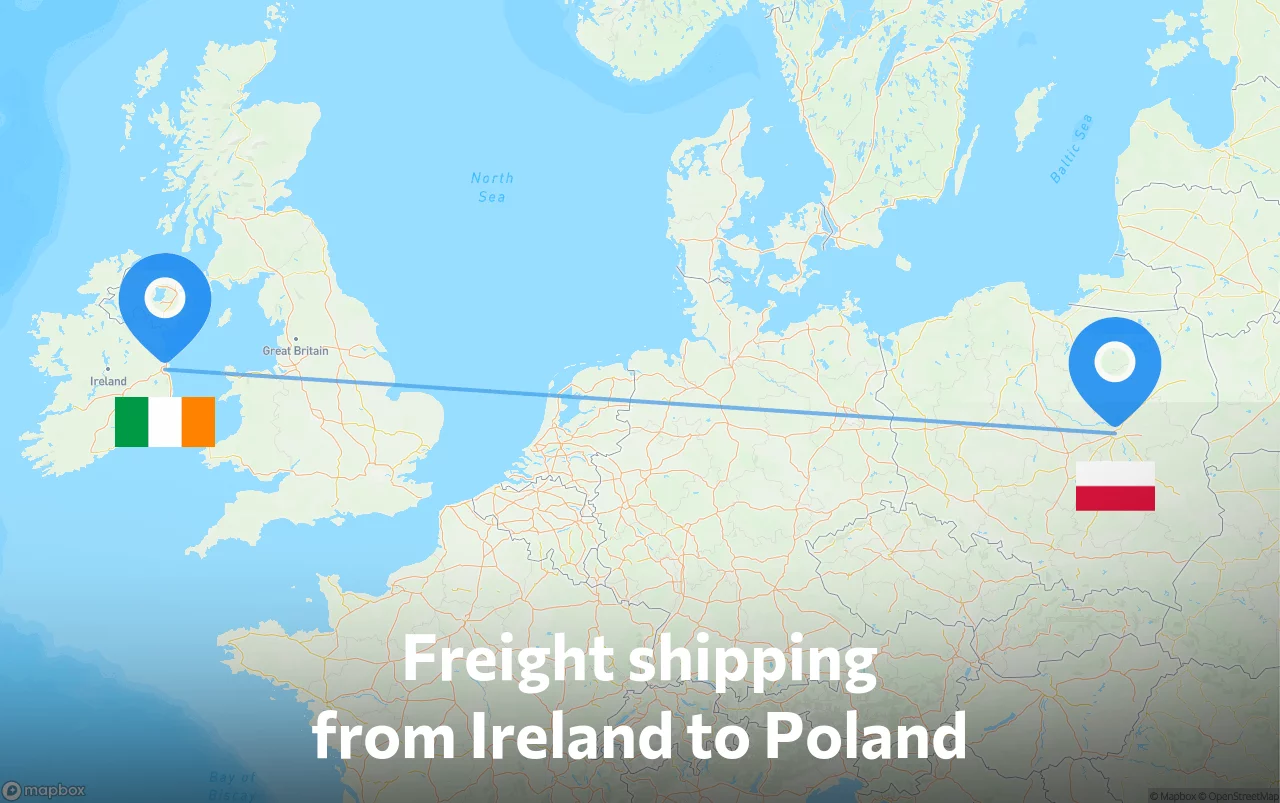 Shipping route from Ireland to Poland
