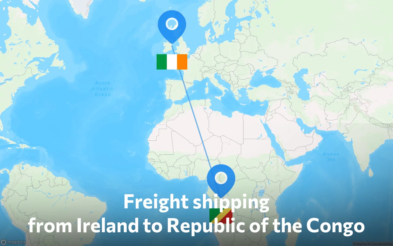 Shipping route from Ireland to Republic of the Congo