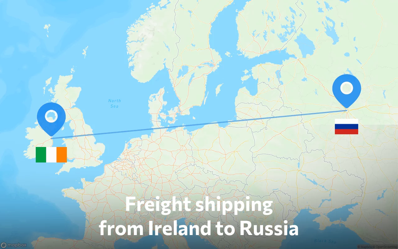 Shipping route from Ireland to Russia
