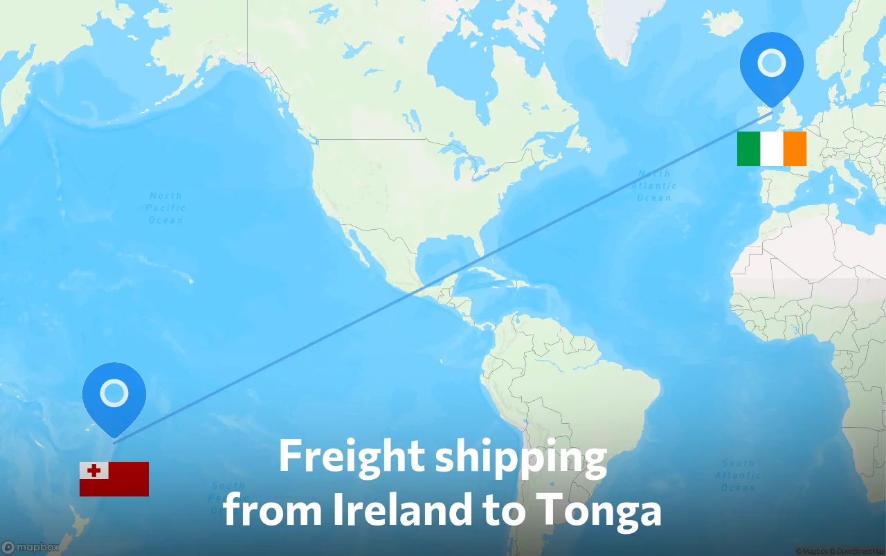Shipping route from Ireland to Tonga
