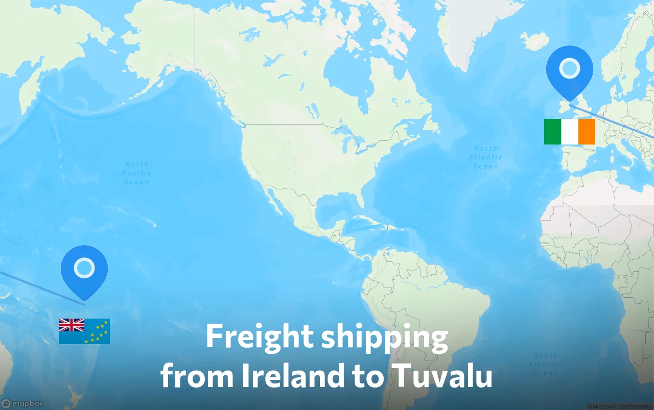 Shipping route from Ireland to Tuvalu