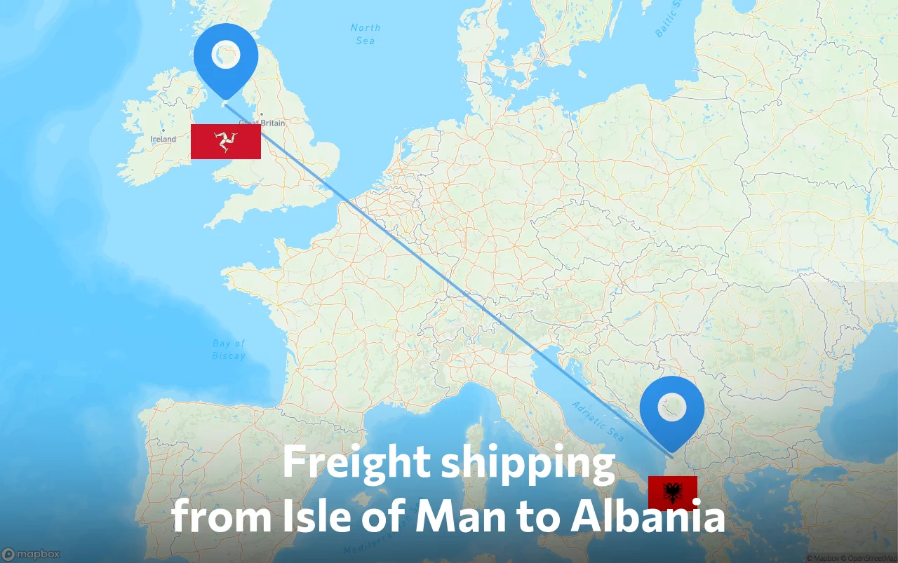 Shipping route from Isle of Man to Albania