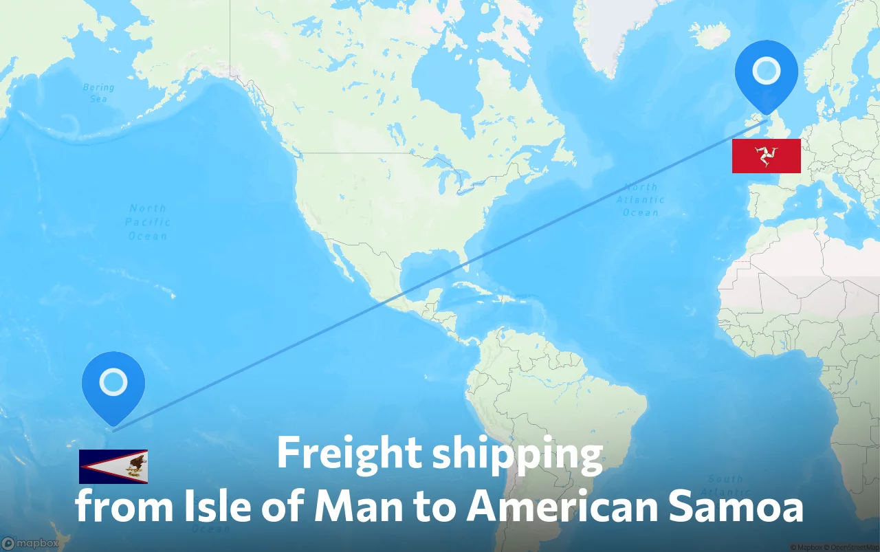 Shipping route from Isle of Man to American Samoa