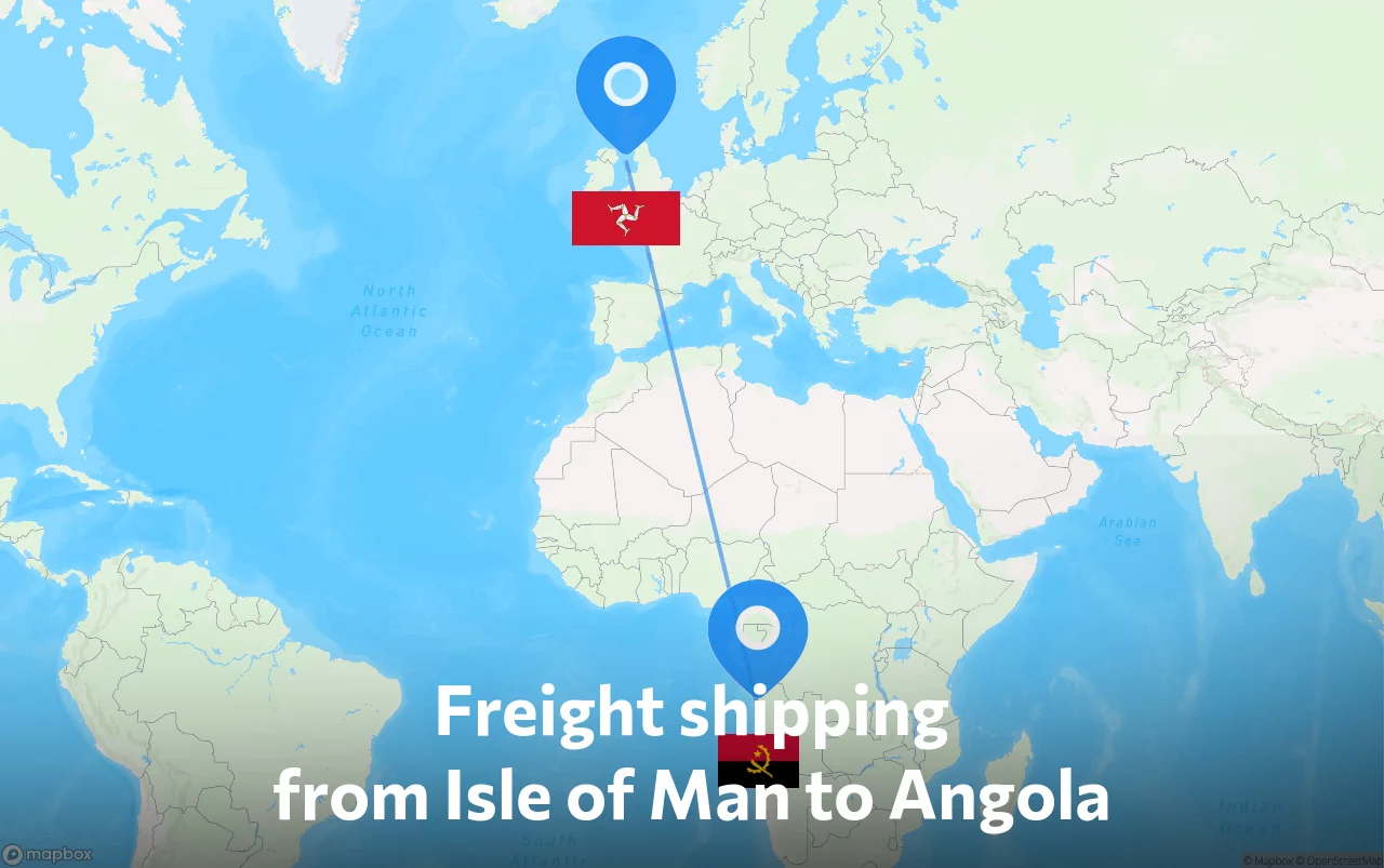 Shipping route from Isle of Man to Angola