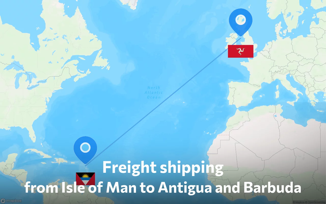 Shipping route from Isle of Man to Antigua and Barbuda