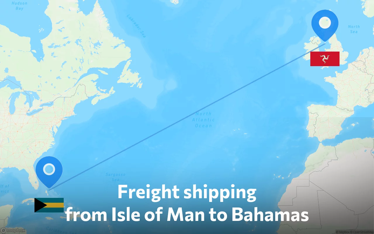 Shipping route from Isle of Man to Bahamas