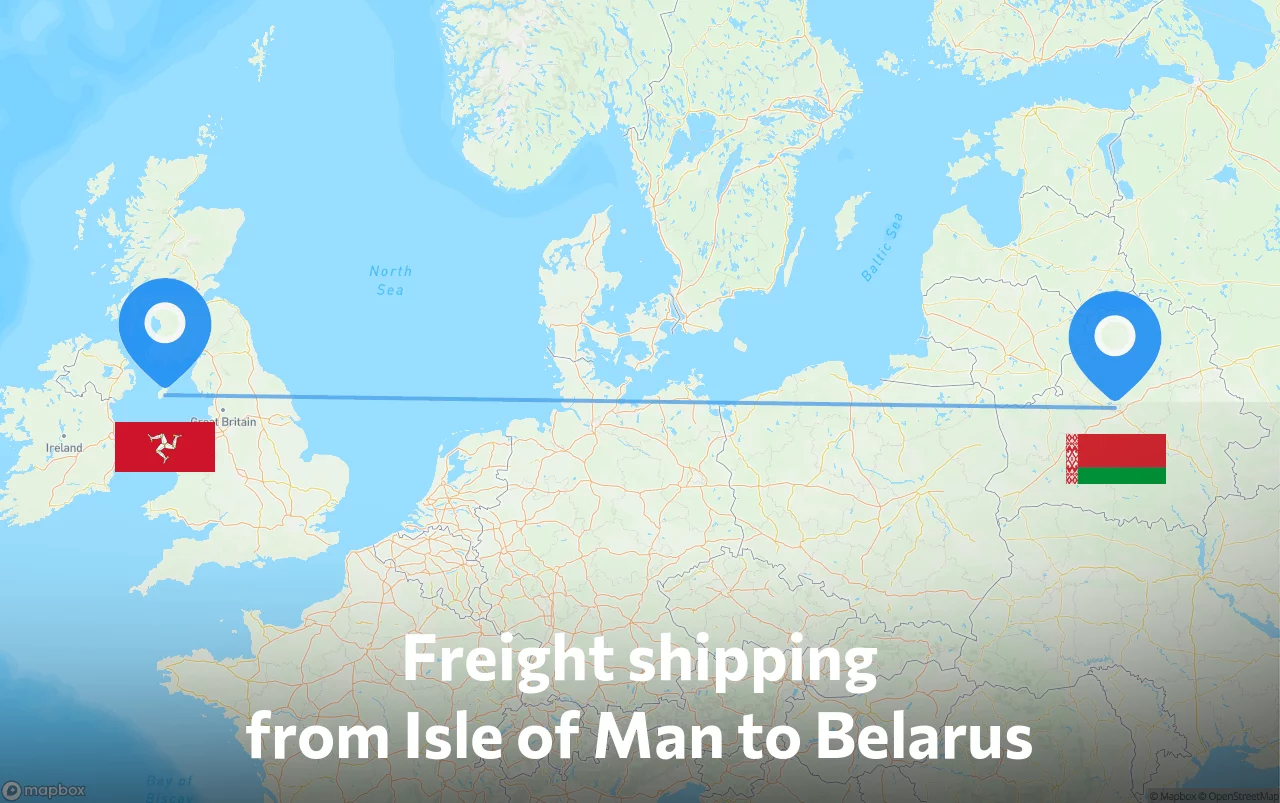 Shipping route from Isle of Man to Belarus