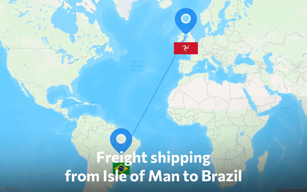 Shipping route from Isle of Man to Brazil