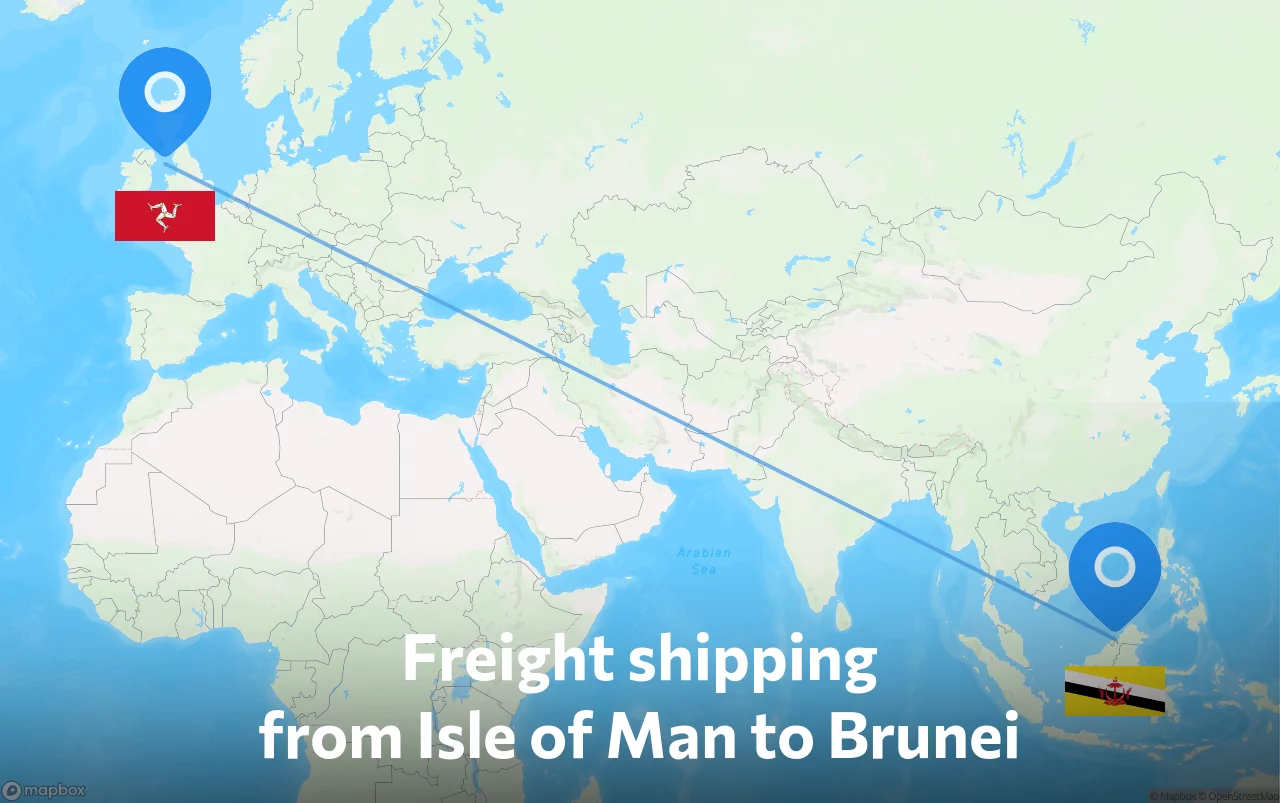 Shipping route from Isle of Man to Brunei