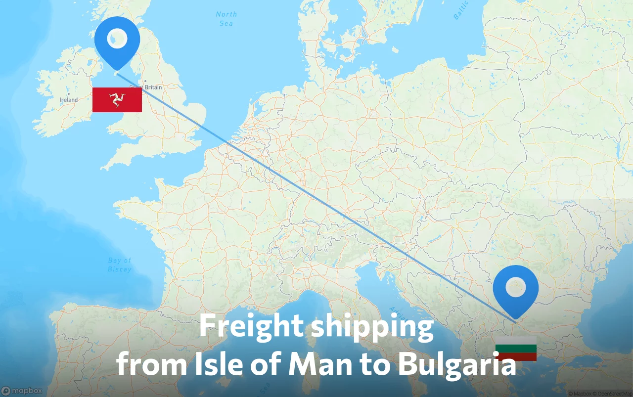 Shipping route from Isle of Man to Bulgaria