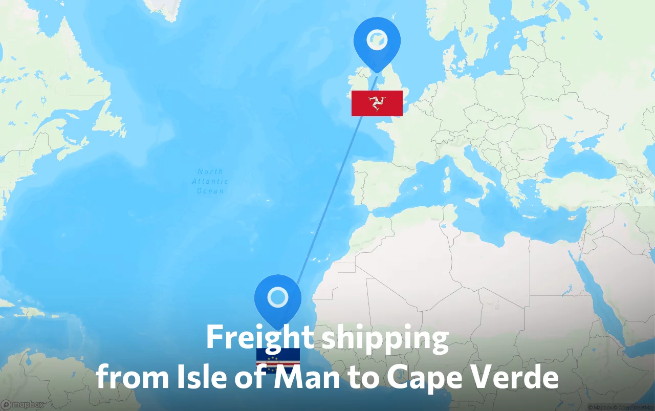 Shipping route from Isle of Man to Cape Verde
