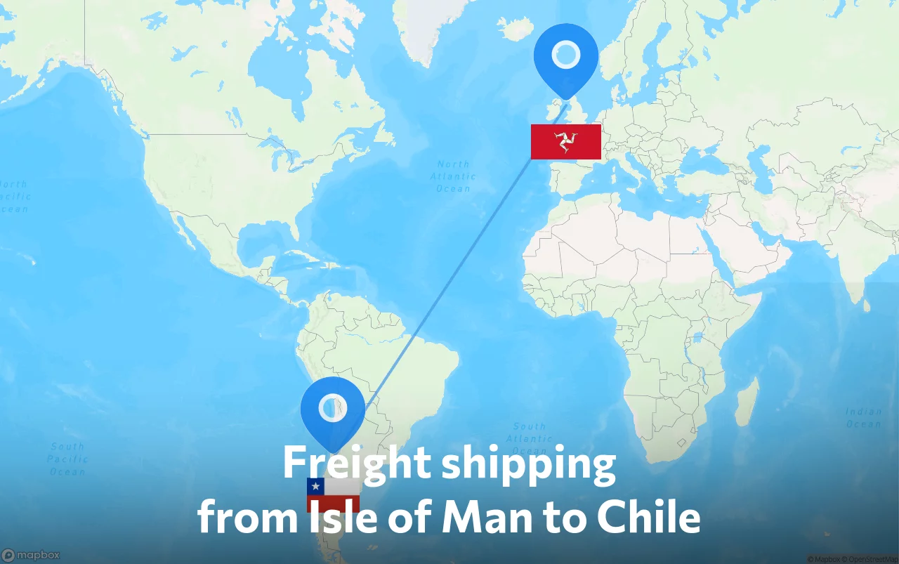Shipping route from Isle of Man to Chile