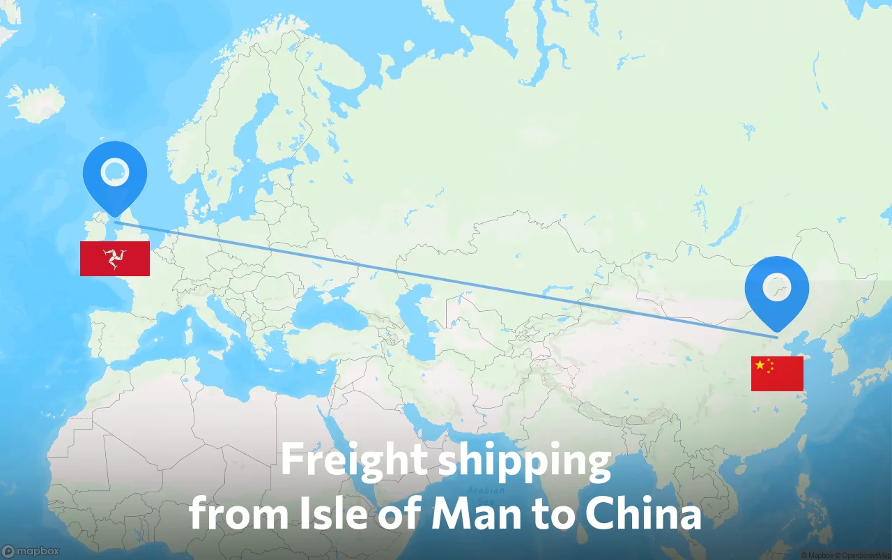 Shipping route from Isle of Man to China