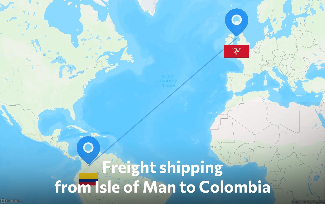 Shipping route from Isle of Man to Colombia