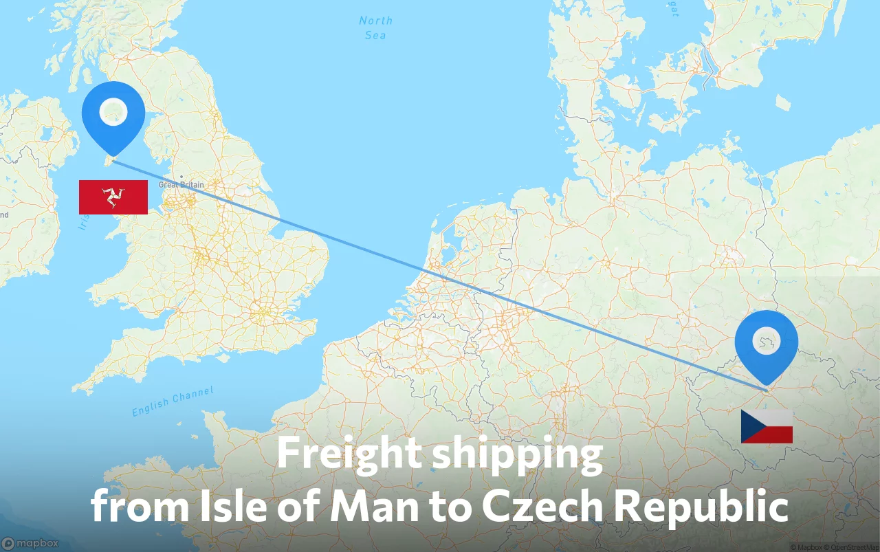 Shipping route from Isle of Man to Czech Republic