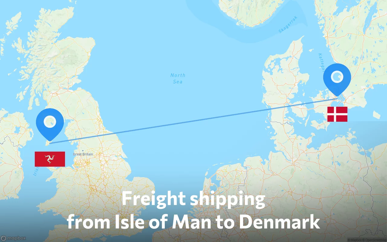 Shipping route from Isle of Man to Denmark