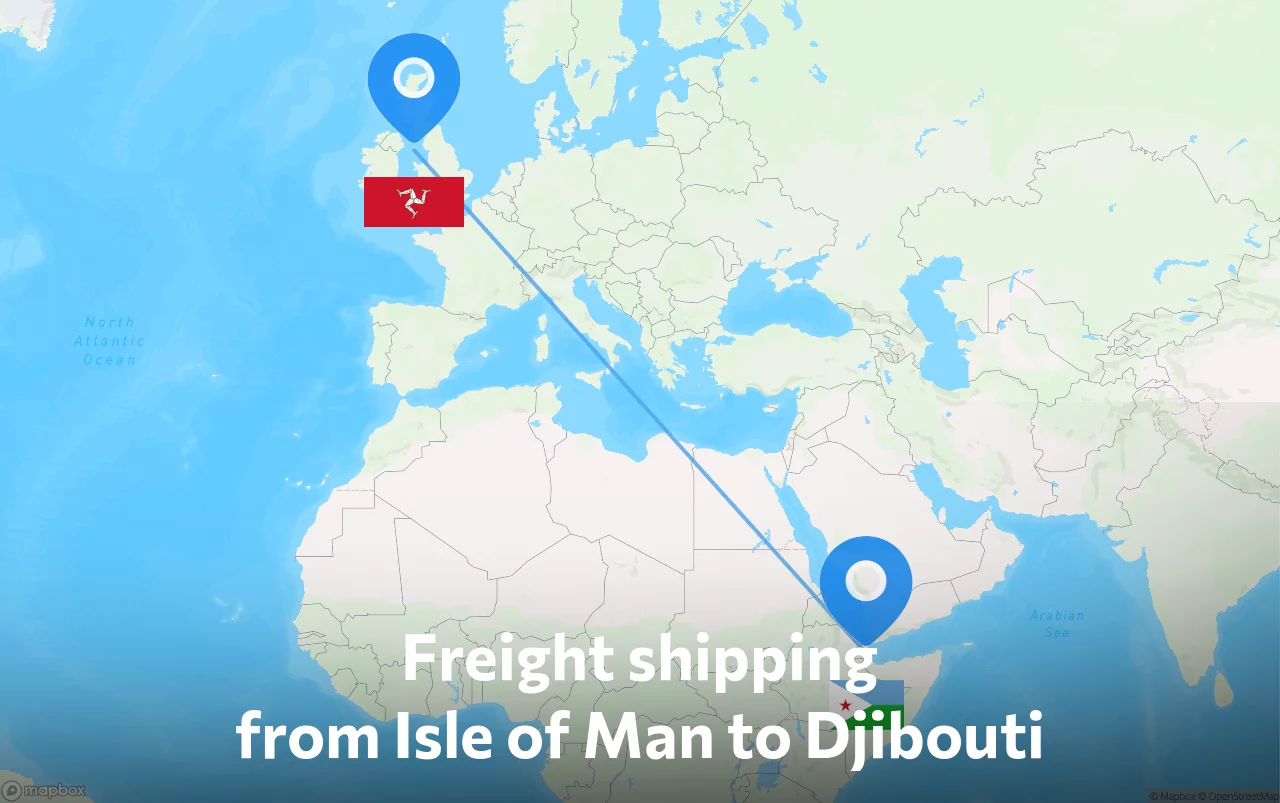 Shipping route from Isle of Man to Djibouti