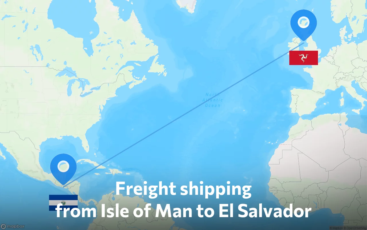 Shipping route from Isle of Man to El Salvador