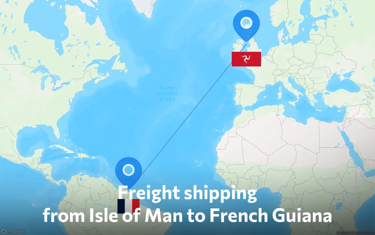 Shipping route from Isle of Man to French Guiana