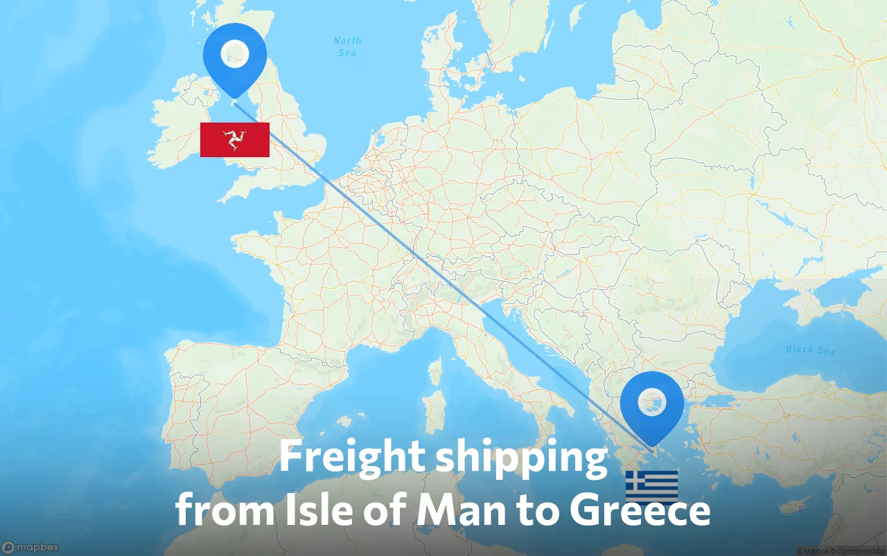 Shipping route from Isle of Man to Greece