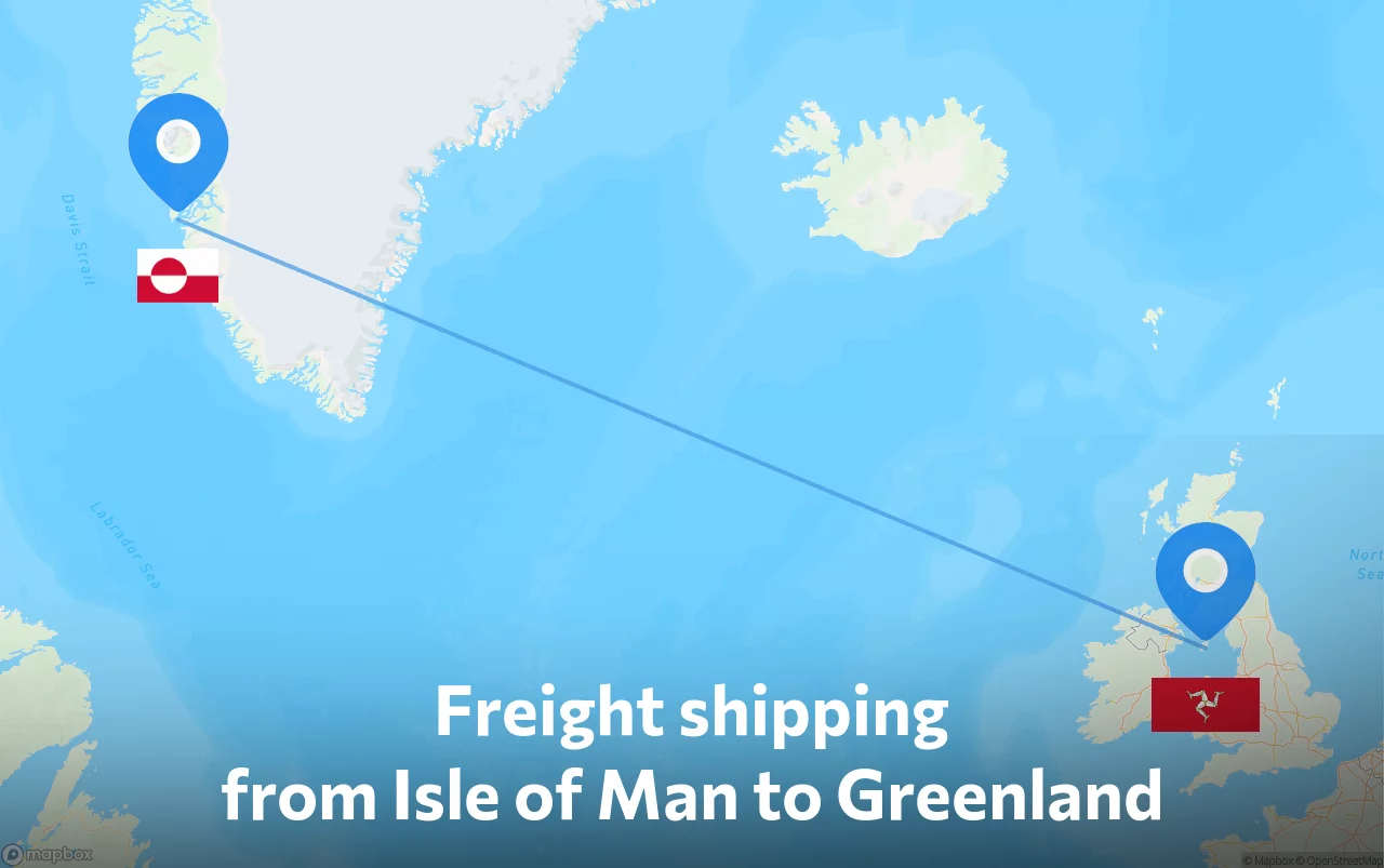 Shipping route from Isle of Man to Greenland