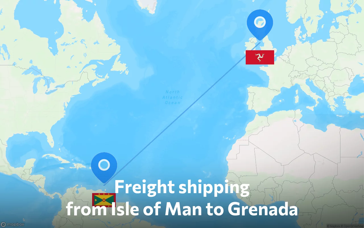 Shipping route from Isle of Man to Grenada