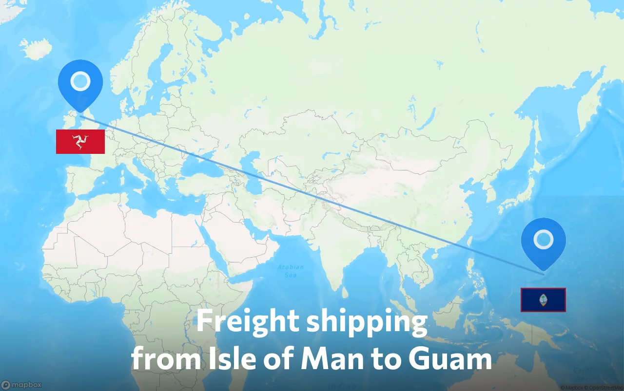 Shipping route from Isle of Man to Guam