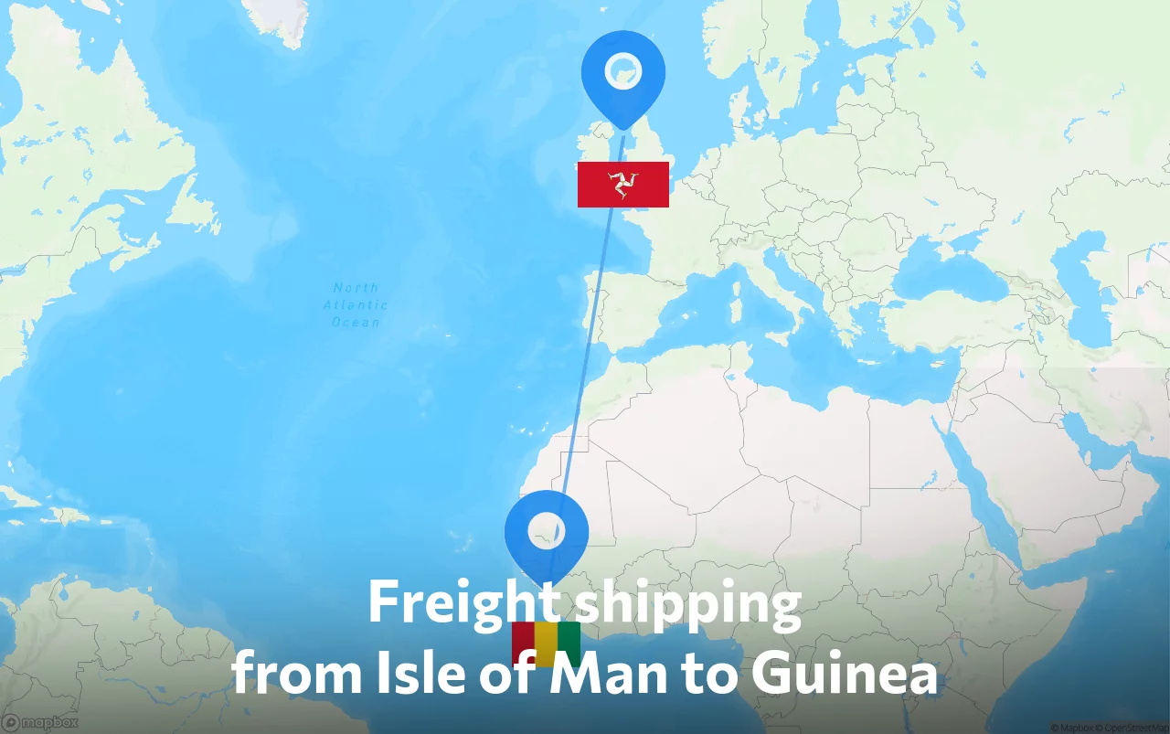 Shipping route from Isle of Man to Guinea