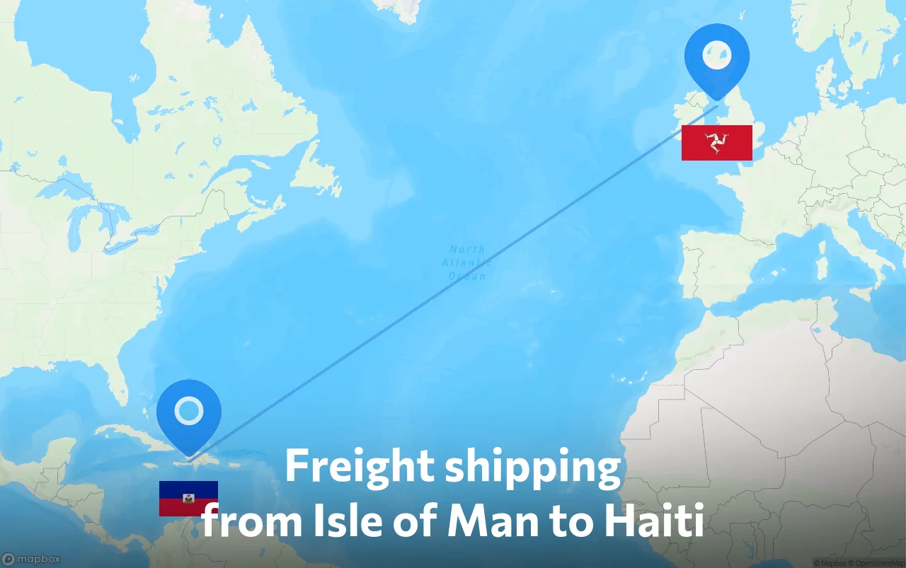 Shipping route from Isle of Man to Haiti