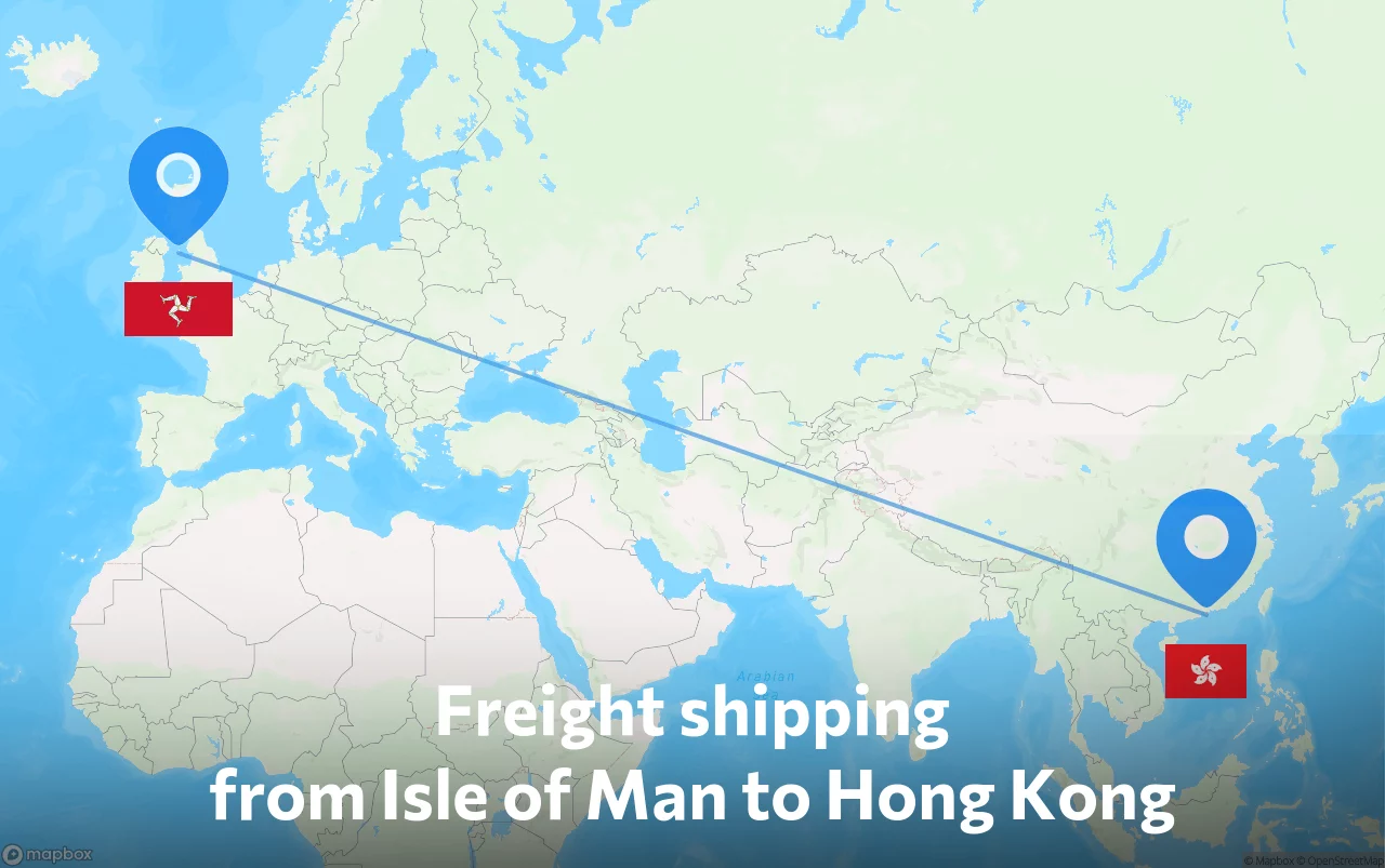Shipping route from Isle of Man to Hong Kong
