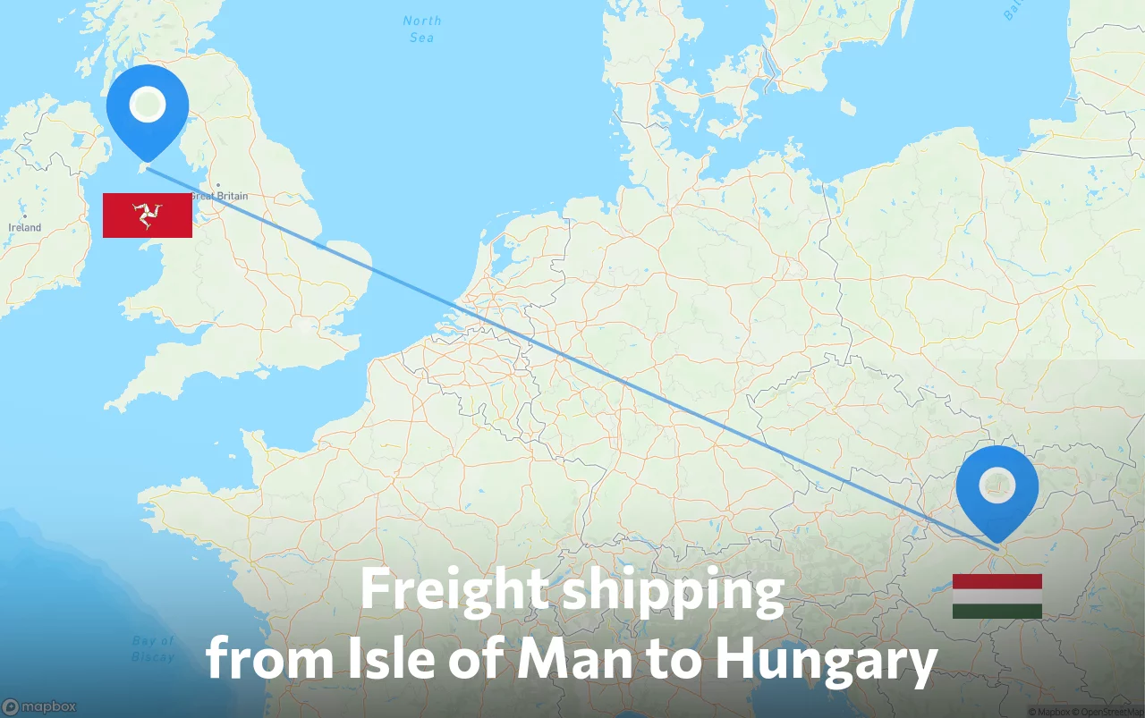 Shipping route from Isle of Man to Hungary