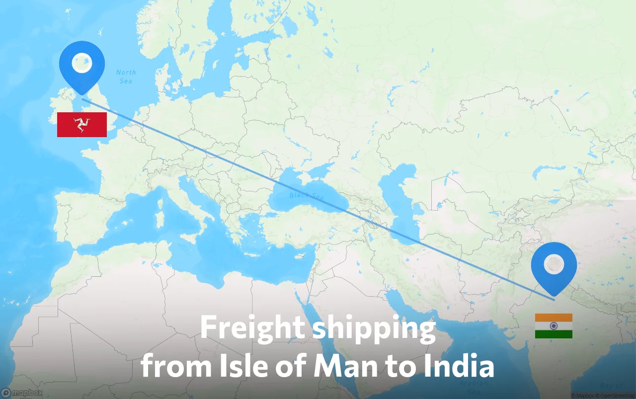 Shipping route from Isle of Man to India