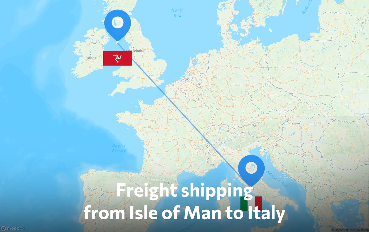 Shipping route from Isle of Man to Italy