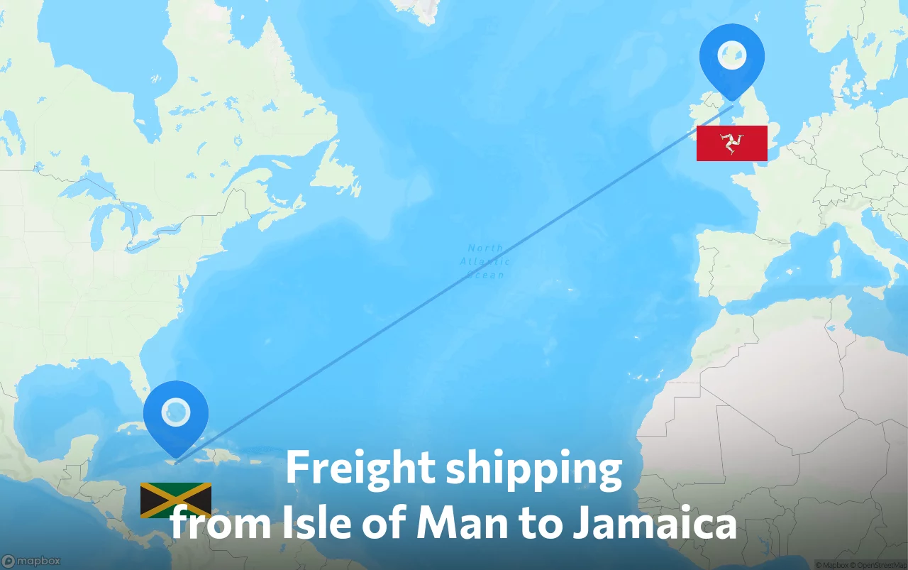 Shipping route from Isle of Man to Jamaica