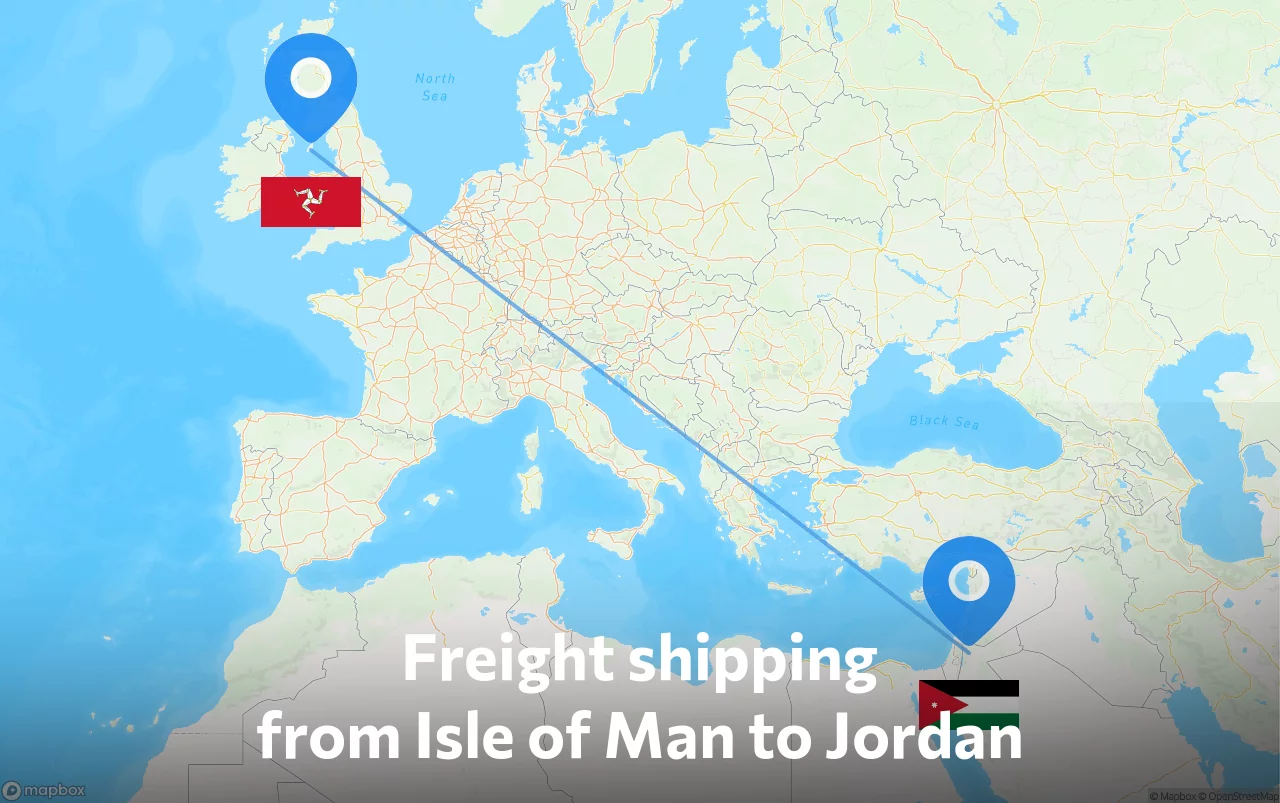 Shipping route from Isle of Man to Jordan