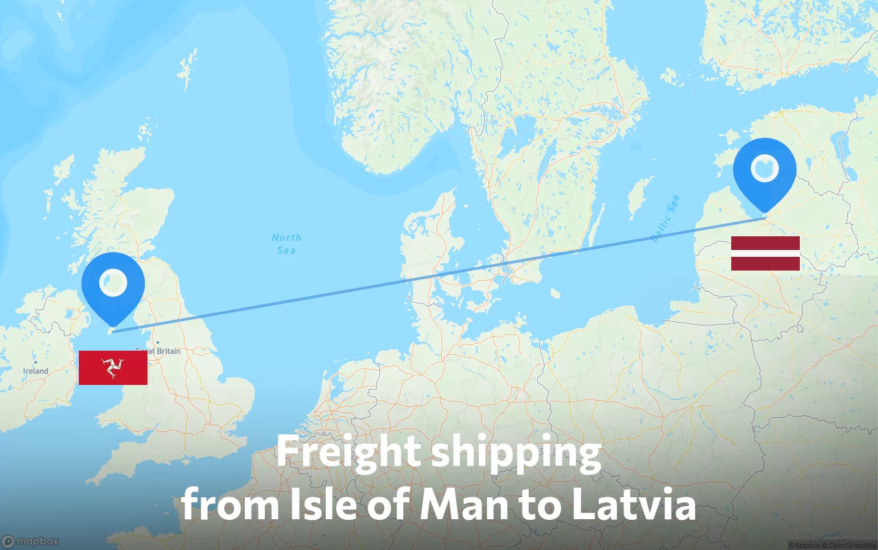 Shipping route from Isle of Man to Latvia