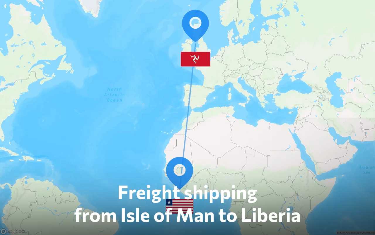 Shipping route from Isle of Man to Liberia
