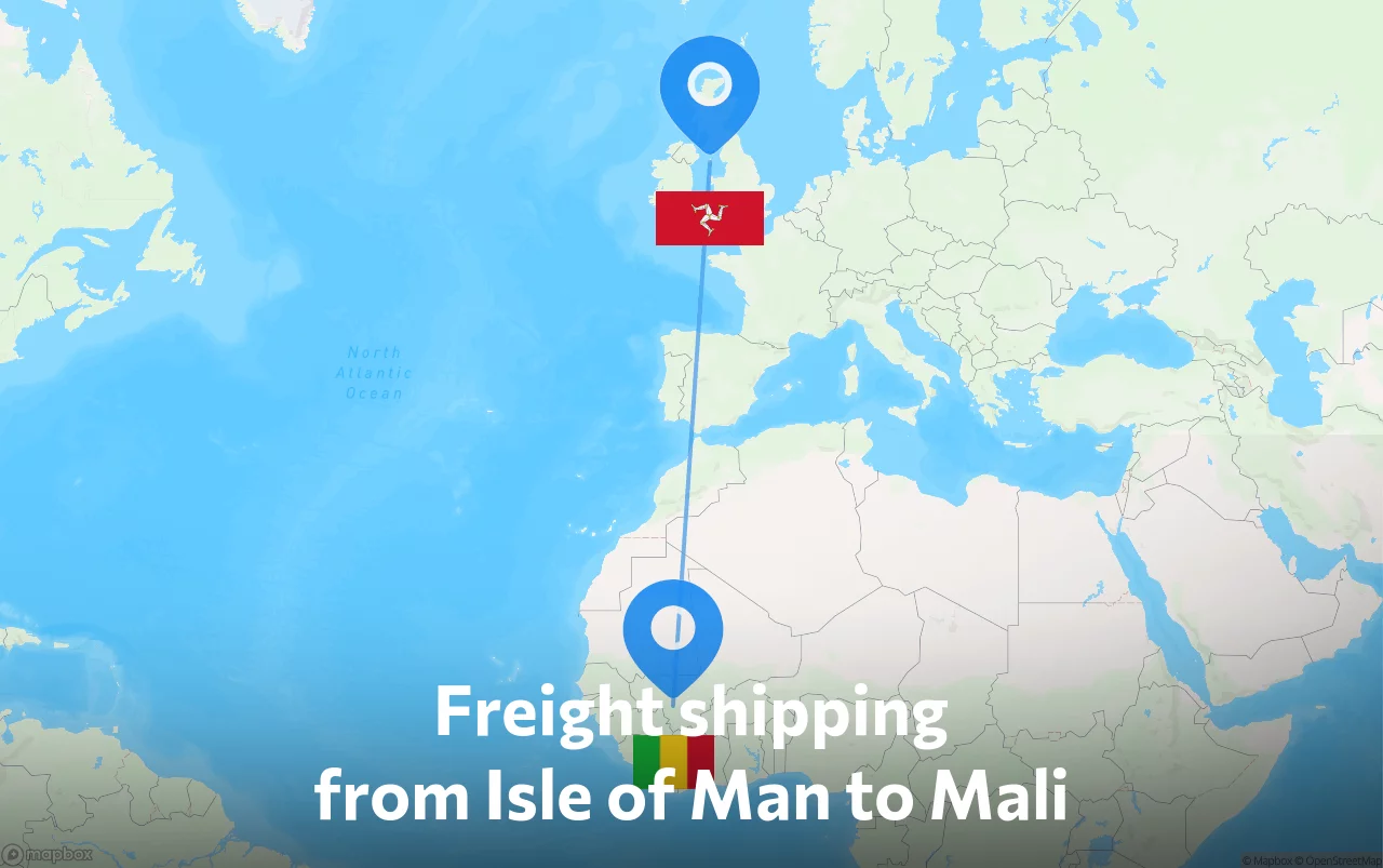 Shipping route from Isle of Man to Mali