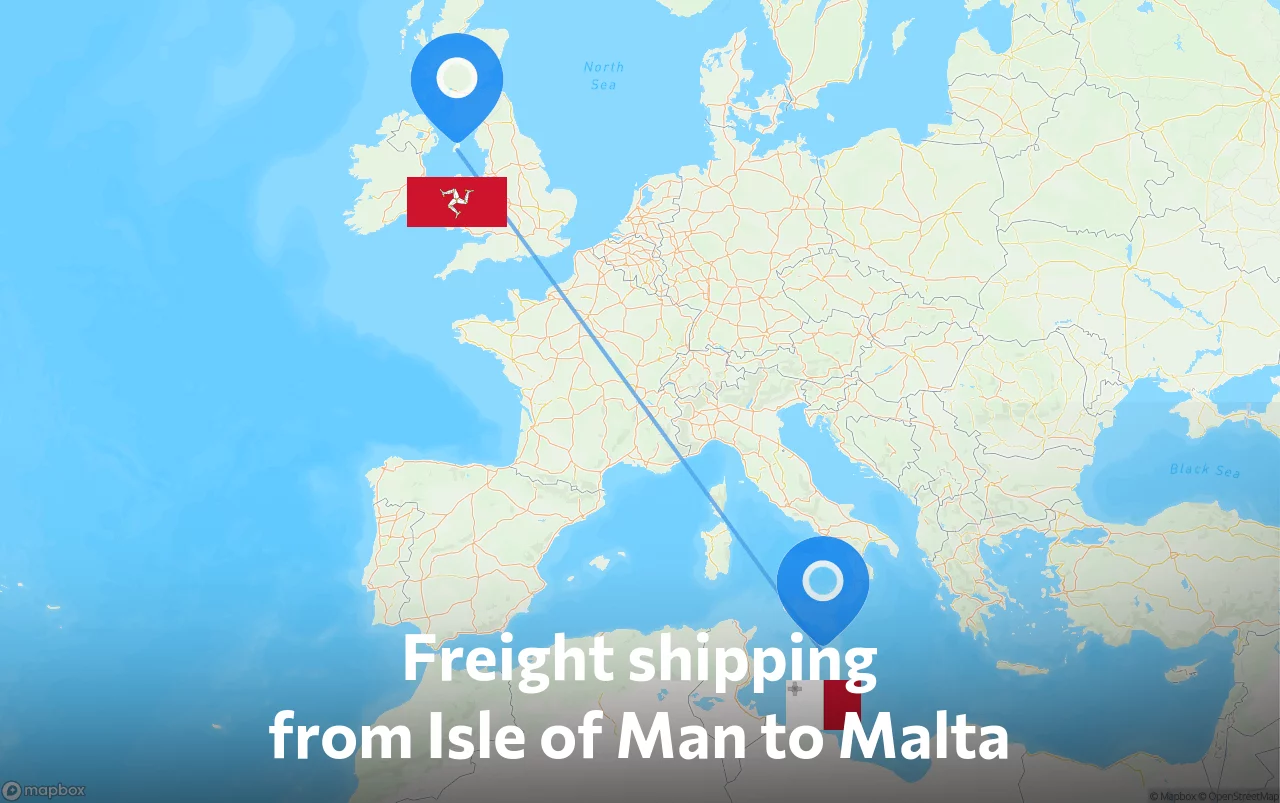 Shipping route from Isle of Man to Malta