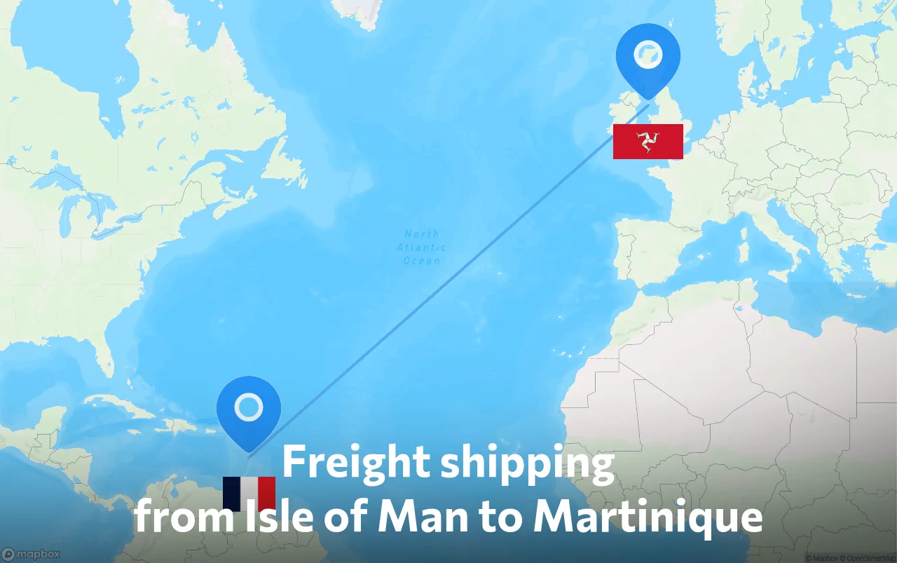 Shipping route from Isle of Man to Martinique