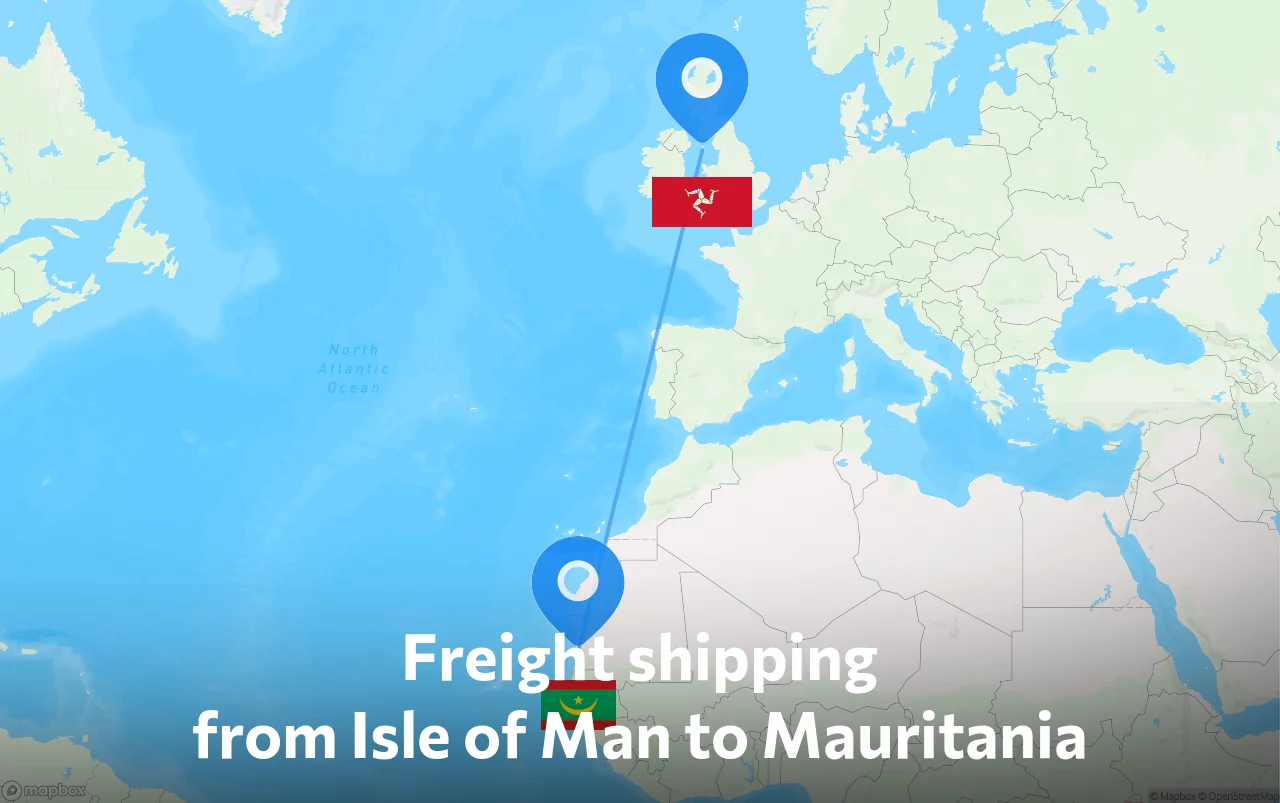 Shipping route from Isle of Man to Mauritania