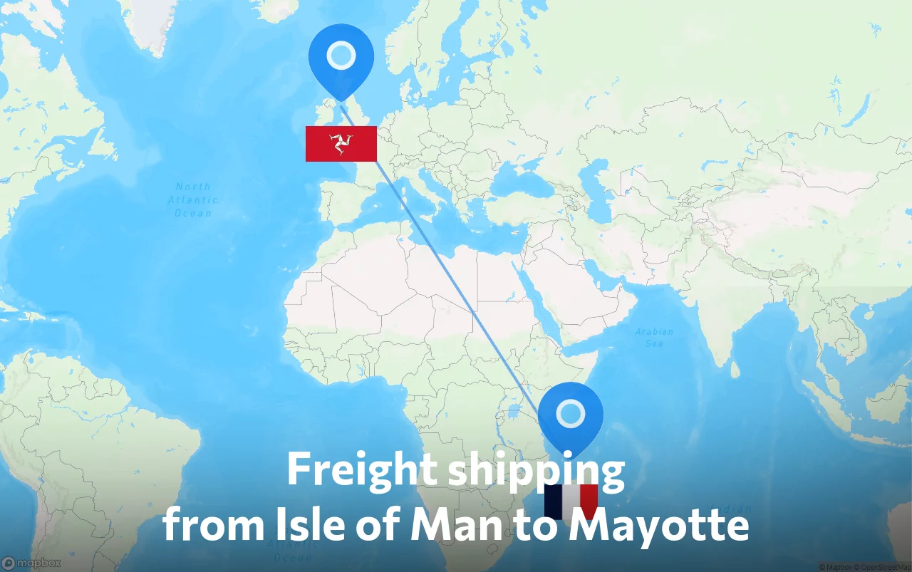 Shipping route from Isle of Man to Mayotte