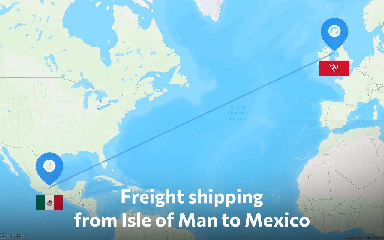 Shipping route from Isle of Man to Mexico
