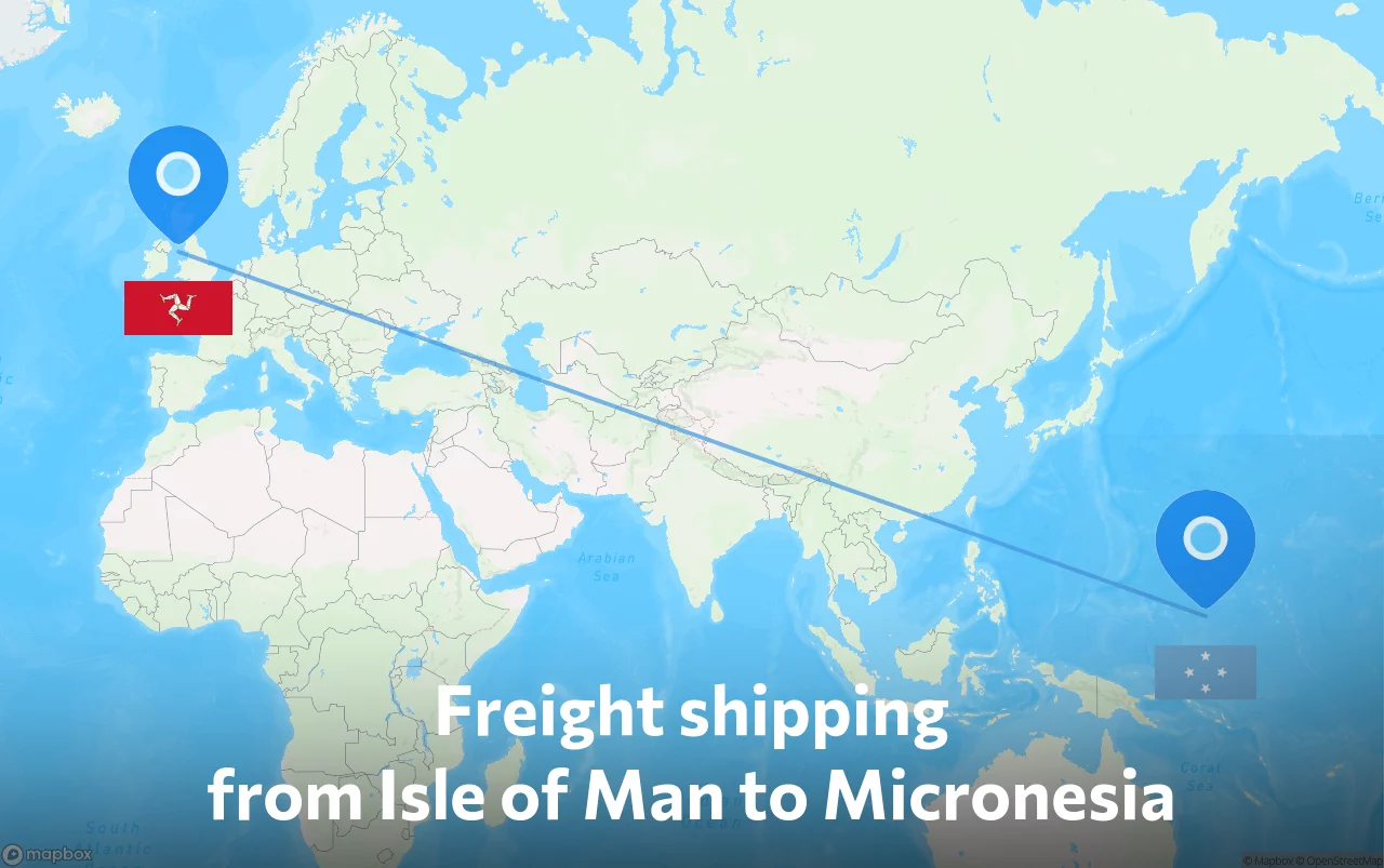 Shipping route from Isle of Man to Micronesia