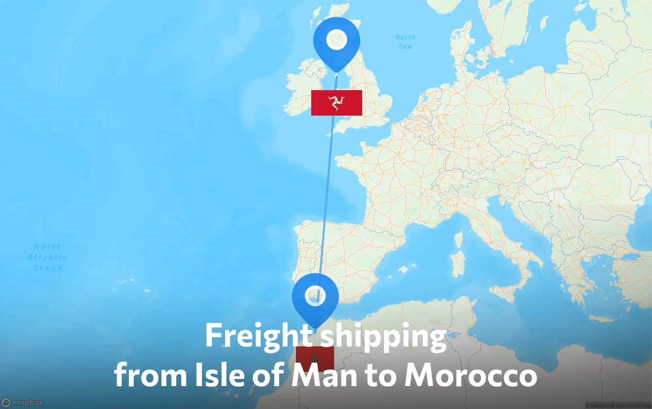 Shipping route from Isle of Man to Morocco