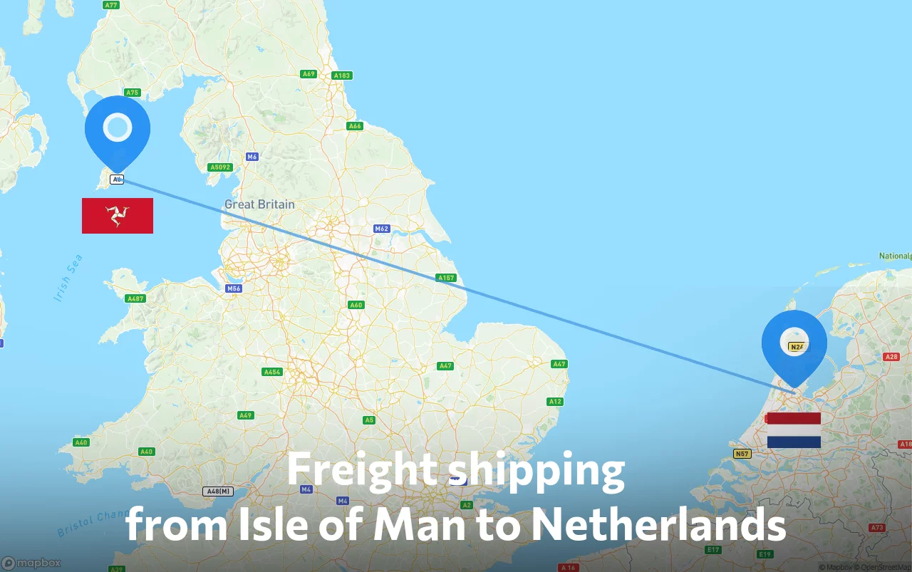 Shipping route from Isle of Man to Netherlands
