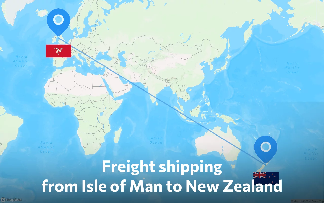 Shipping route from Isle of Man to New Zealand
