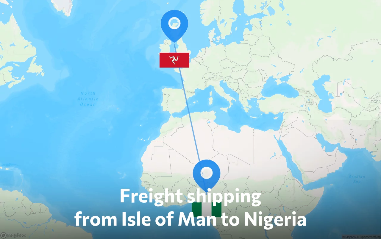 Shipping route from Isle of Man to Nigeria