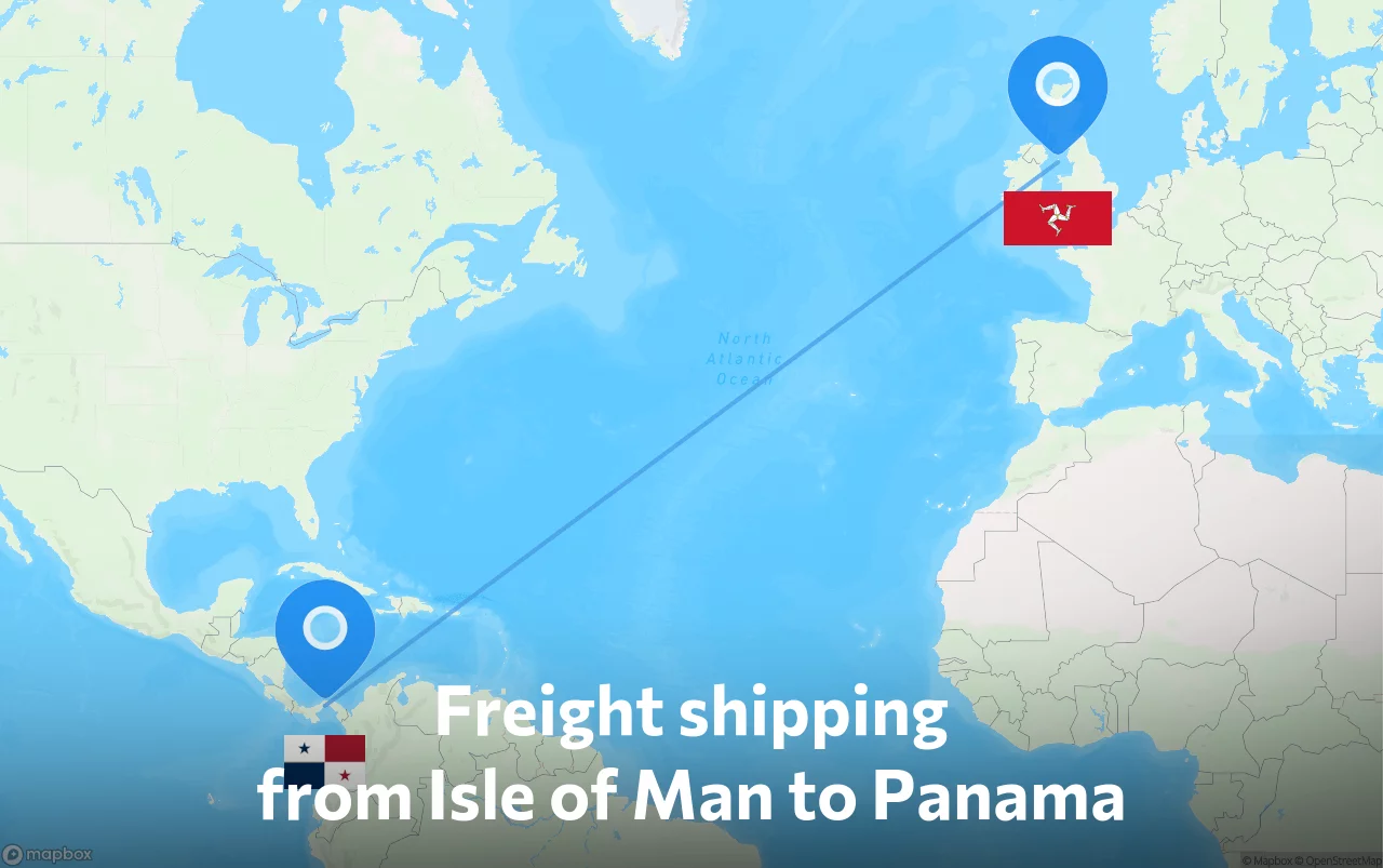 Shipping route from Isle of Man to Panama