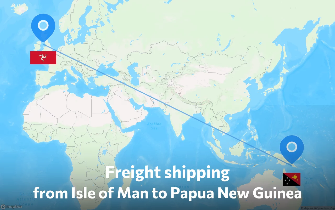 Shipping route from Isle of Man to Papua New Guinea